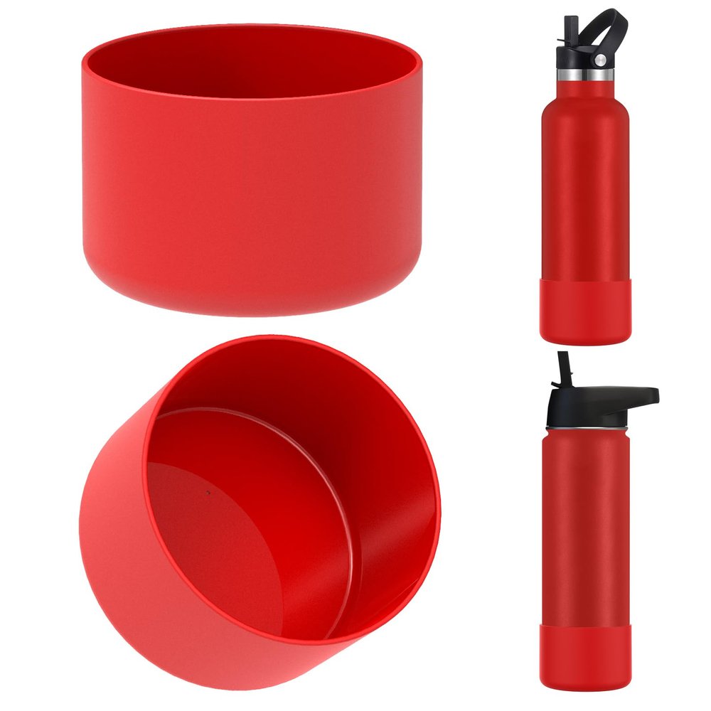 Linkidea Water Bottle Sleeve, Silicone Boot Compatible with IRON FLASK Wide Mouth 14oz/18oz/22oz, Narrow Mouth 12oz/16oz/20oz/24oz, Red, 2 Pack