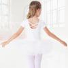 Bezioner Girls Cotton Ballet Dance Dress Cute Tutu Skirted Leotard Short Sleeve White 100 view 3