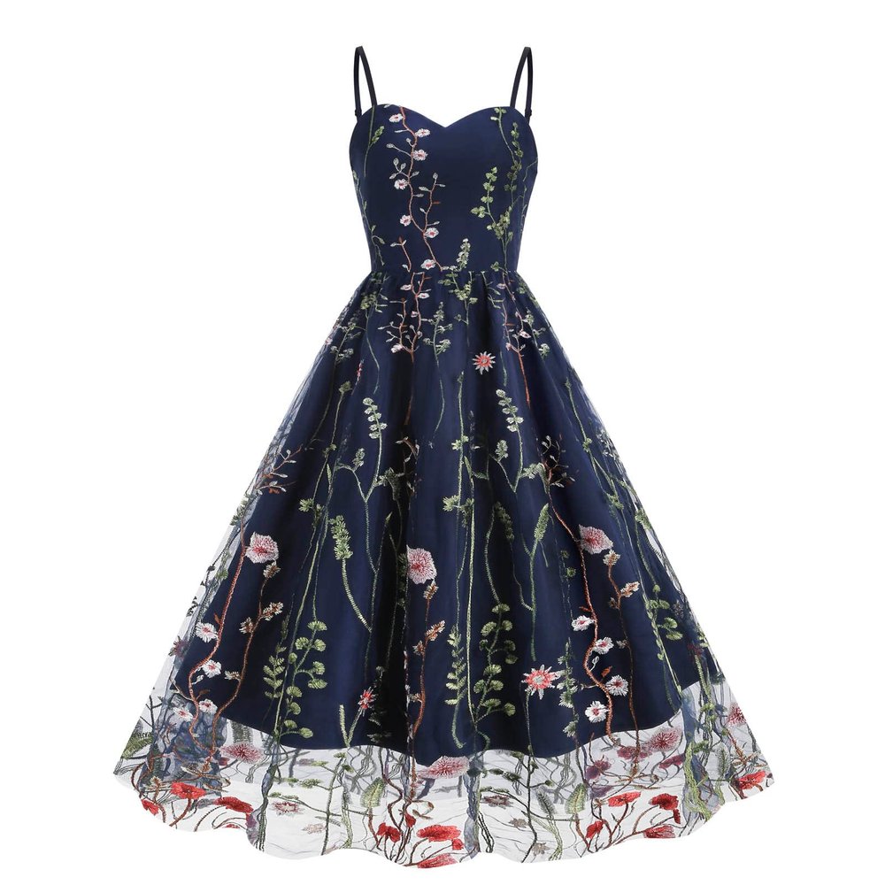 Mini Dress for Women Floral Embroidered Long Sleeve Bodycon Party Dress Sexy Mesh Sheer Fitted Evening Dresses