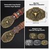 BISON DENIM Men's Western Cowboy Belt with Big Printed Engraved Buckle Strap Adjustable view 4