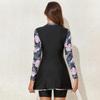 ABOCIW Rash Guard for Women Long Sleeve Swimsuits Floral Print Zipper Bathing Suit Swim Dress UPF 50+ Surfing Swimwear Skirts Black + Pink Small view 2