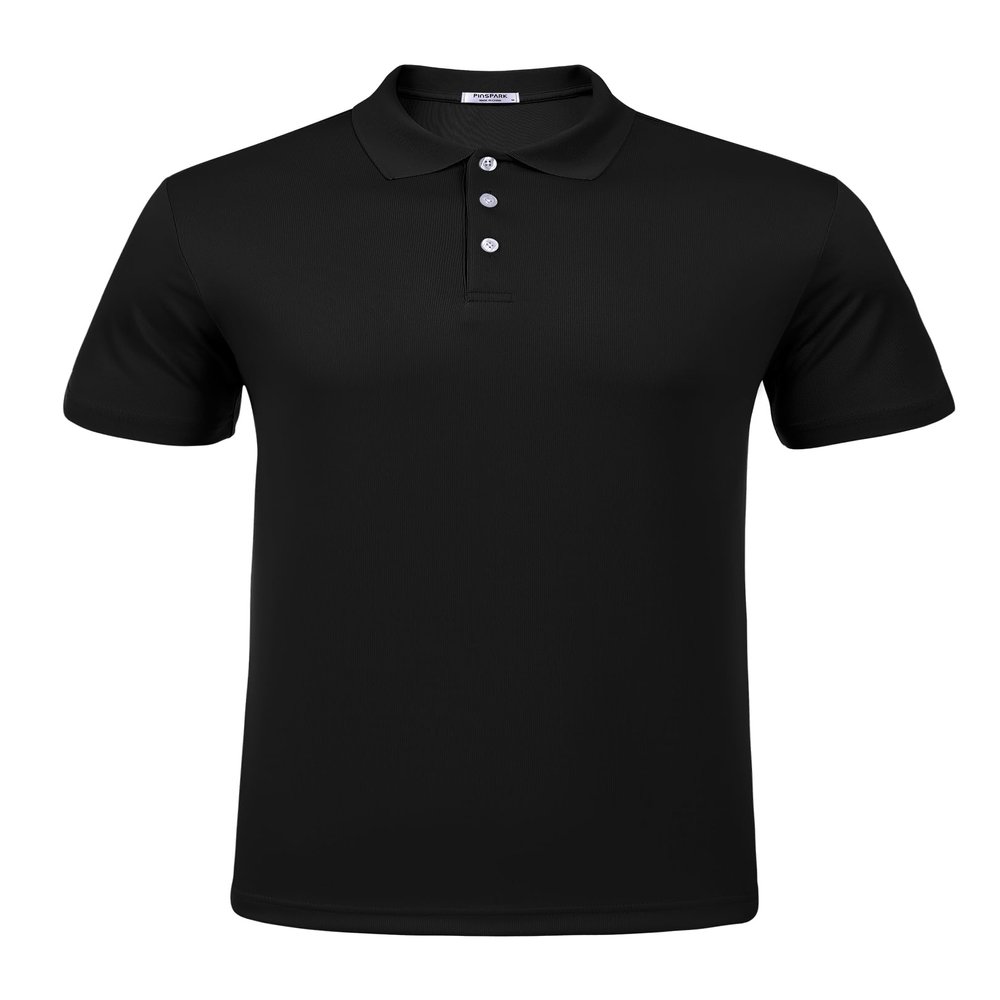 PINSPARK Golf Polo Shirts for Men Quick Dry Short Sleeve Collared Shirt Slim Fit Summer Casual Polos Shirt Black