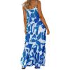 FQFGGYD Summer Dresses for Women Printed Maxi Dress Casual Beach Sundress Scoop Neck Halter Boho Dresses Wedding Guest Dress Blue view 2