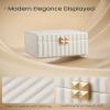 SONGMICS HOME 2-Tier Jewelry Box with Mirror, Jewelry Organizer, Removable Tray, PU Surface with Stitching, Floating Effect, 8.5 x 9.4 x 5.3 Inches, Cloud White, ANAH Collection UJBC182W01 view 3