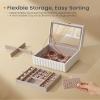 SONGMICS HOME 2-Tier Jewelry Box with Mirror, Jewelry Organizer, Removable Tray, PU Surface with Stitching, Floating Effect, 8.5 x 9.4 x 5.3 Inches, Cloud White, ANAH Collection UJBC182W01 view 4