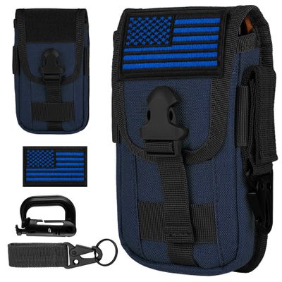 IronSeals Tactical Cell Phone Holster Pouch, Smartphone Pouch Phone Case Gadget Bag Molle Attachment Belt Holder Waist Bag for 4.7"-6.9" with US Flag Patch and Gear Clip for iPhone 17 Pro/16 Pro