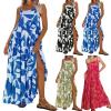 FQFGGYD Summer Dresses for Women Printed Maxi Dress Casual Beach Sundress Scoop Neck Halter Boho Dresses Wedding Guest Dress Blue view 1