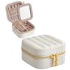 SONGMICS HOME Travel Jewelry Case, Small Jewelry Box Organizer with Mirror, 4.1 x 4.1 x 2.4 Inches, Stitching, Portable, Gift Idea, Cloud White UJBC179W01 view 1