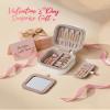 SONGMICS HOME Travel Jewelry Case, Small Jewelry Box Organizer with Mirror, 4.1 x 4.1 x 2.4 Inches, Stitching, Portable, Gift Idea, Cloud White UJBC179W01 view 2