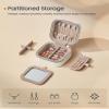 SONGMICS HOME Travel Jewelry Case, Small Jewelry Box Organizer with Mirror, 4.1 x 4.1 x 2.4 Inches, Stitching, Portable, Gift Idea, Cloud White UJBC179W01 view 4