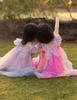AGQT Baby Girls Tulle Tutu Dress Sleeveless Toddler Butterfly Print Back Tutu Dresses Birthday Party Gowns Wedding Layered Lace Holiday Mini Dress Summer Sundress Pink Red Size 18-24 Months view 2