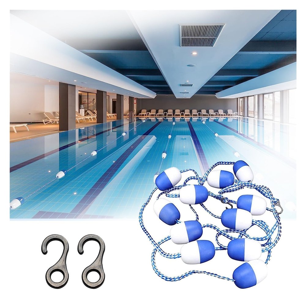 TUOYIBO Indoor Pool Safety Divider Rope and Float Line, Professional Swimming Lane Dividers - 3/5/7/9/10/12/15/18/20 m Long, for Commercial Competition/Water Park, Blue-White Buoy Ball (Color : Dia