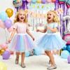 DXTON Girls Tutu Skirt Rainbow Toddler Tulle Ballet Dance Skirt for 2-8 Years SK276,5T view 2
