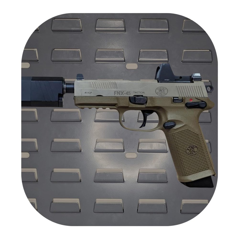 Hammy3DPrints Mount for FN FNX 45 Tactical - Secure It/Akro Mils | Pistol Holder Handgun Storage Rack (Facing Right, Plastic Panel)