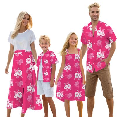 Cromoncent Matching Hawaiian Outfits for Family, Dad and Son Matching Luau Beach Tropical Shirts Mommy Daughter Tropical SetsHawaiian ShirtFlower Hot Pink,9-10Y=Tag160