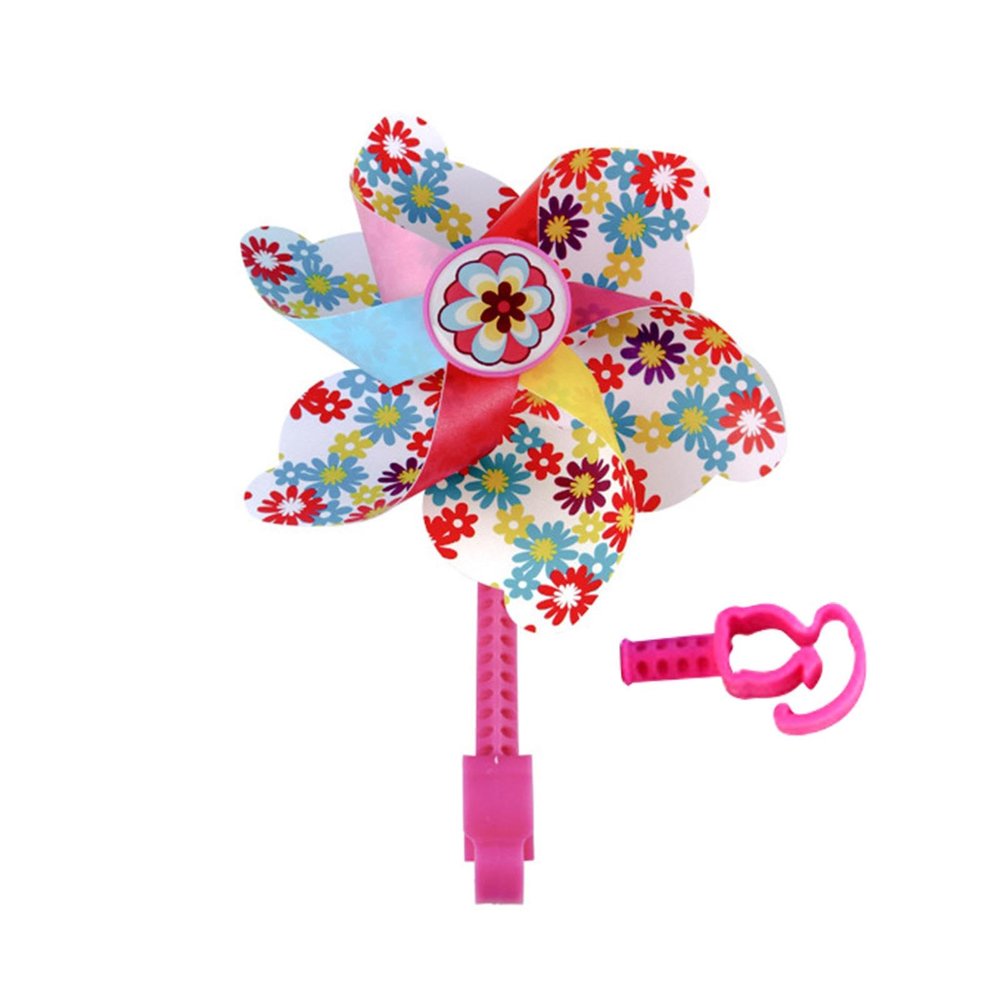 B Baosity Children Bicycle Handlebar Windmill,Flower Pinwheel Cute Lightweight Bike Handlebar Pinwheel for Kids Bike Pushchair Tricycle, Flower, 16.5cm