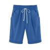 ZYXTIM Cotton Linen Shorts for Women Loose Fit Knee Length Bermuda Shorts Elastic Waist Workout Shorts Casual Summer Beach Shorts view 1