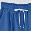 ZYXTIM Cotton Linen Shorts for Women Loose Fit Knee Length Bermuda Shorts Elastic Waist Workout Shorts Casual Summer Beach Shorts view 3
