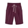 ZYXTIM Cotton Linen Shorts for Women Loose Fit Knee Length Bermuda Shorts Elastic Waist Workout Shorts Casual Summer Beach Shorts view 1