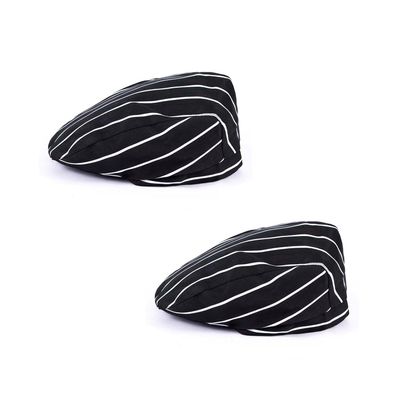 HFHungkeong 2Pcs Adjustable Chef Cap Kitchen Cooking Hat,Striped Black
