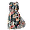 Ceboyel Women Bohemian Cotton Linen Dresses 3/4 Sleeve Maxi Long Dress Plain Classic Dresses Trendy Boho Dresses with Belt Spring Dresses for Women 2024 Trendy Blue 3X view 1