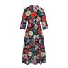 Ceboyel Women Bohemian Cotton Linen Dresses 3/4 Sleeve Maxi Long Dress Plain Classic Dresses Trendy Boho Dresses with Belt Spring Dresses for Women 2024 Trendy Blue 3X view 3