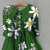 Ceboyel Women Bohemian Cotton Linen Dresses 3/4 Sleeve Maxi Long Dress Plain Classic Dresses Trendy Boho Dresses with Belt Long Sleeve Prom Dress Green XL view 2