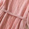 Ceboyel Women Bohemian Cotton Linen Dresses 3/4 Sleeve Maxi Long Dress Plain Classic Dresses Trendy Boho Dresses with Belt Dresses for Women 2024 Plus Size Pink S view 4