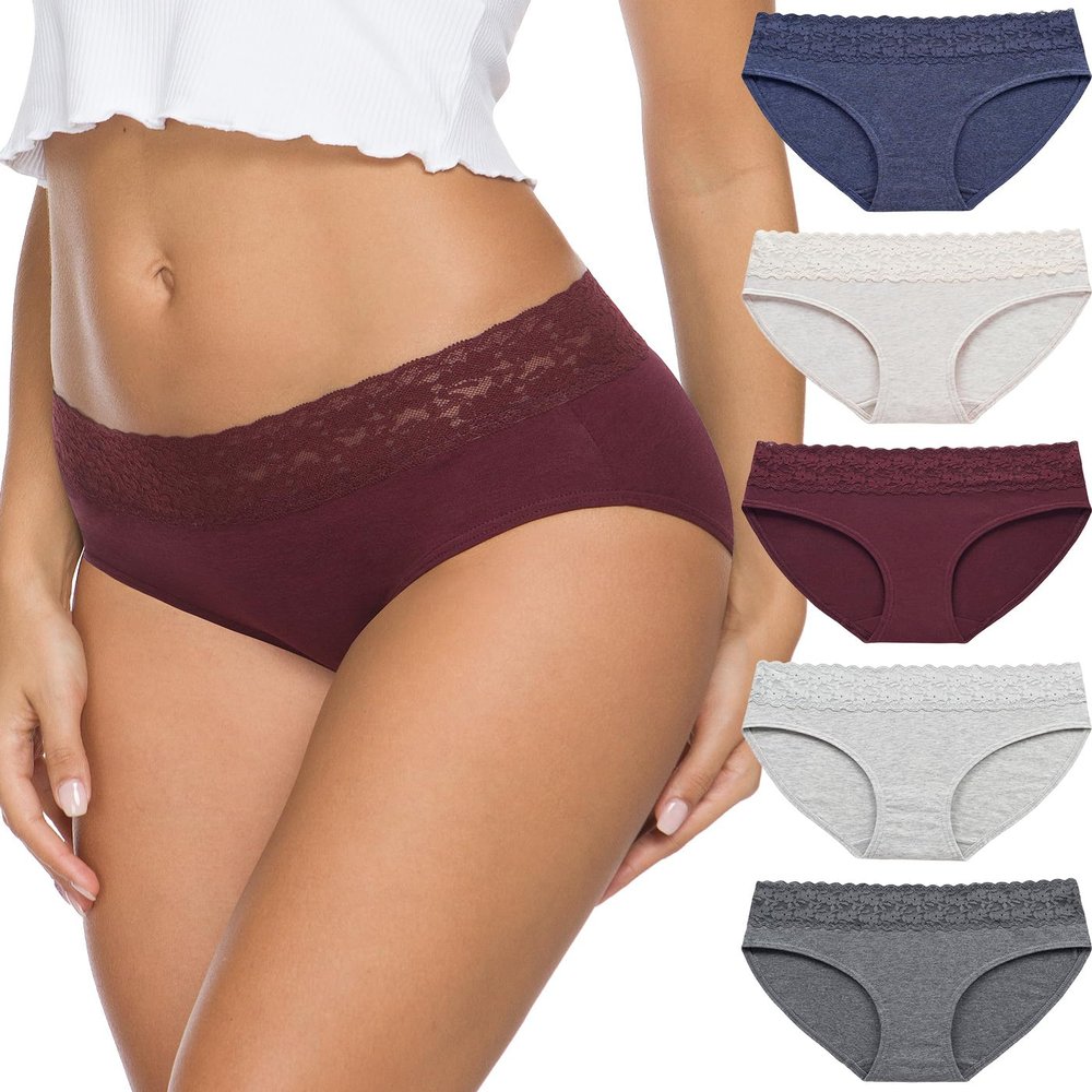 AYMEFF Women's Cotton Bikini Brief Underwear (Available in Plus Size), Multipacks(6002L,Dark)