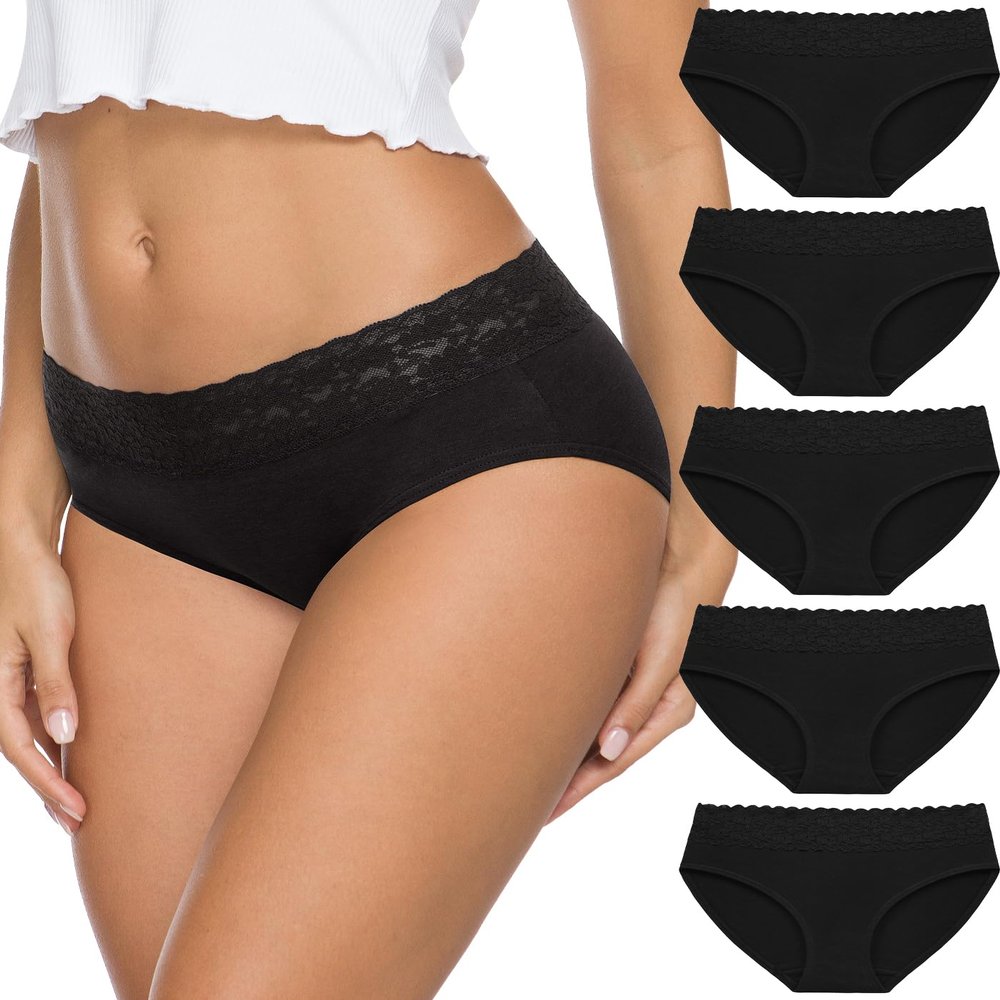 AYMEFF Women's Cotton Bikini Brief Underwear (Available in Plus Size), Multipacks(6002S,Black5)