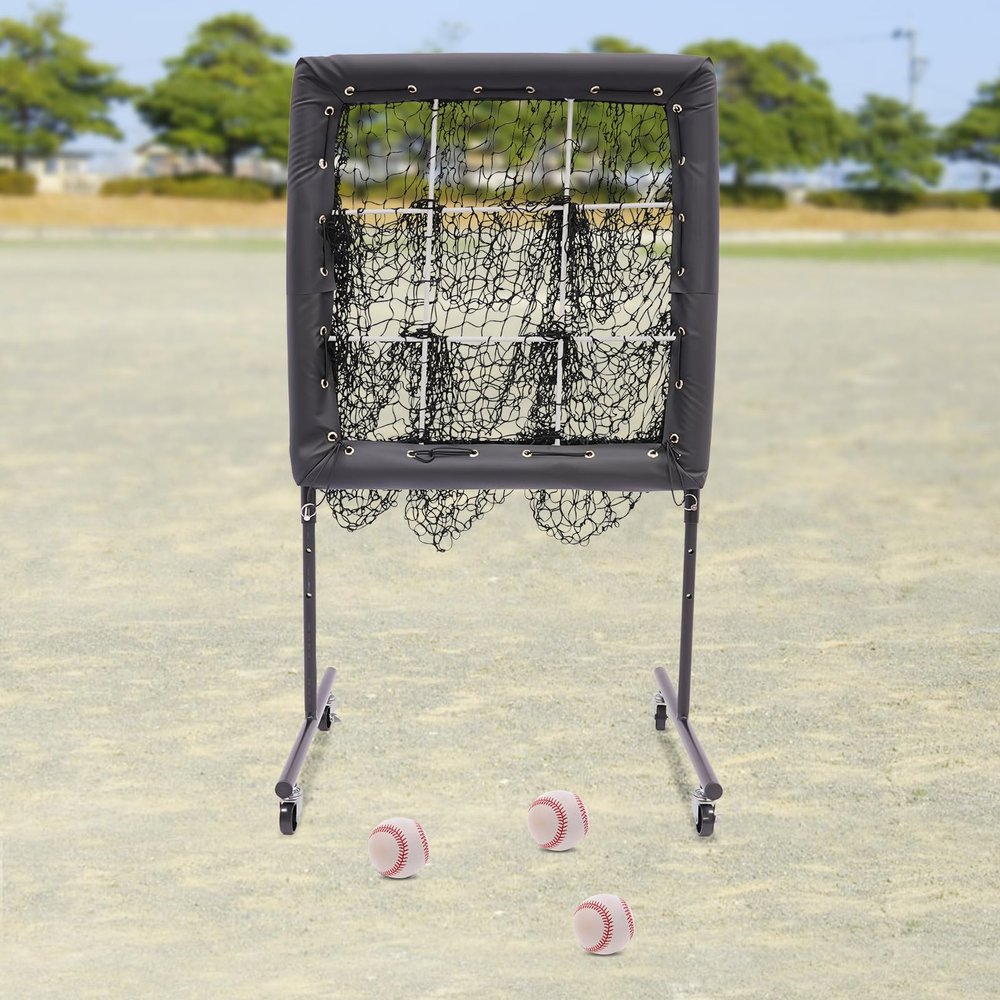GUIAFUHYE 9 Zone Pitching Command Target Baseball Training Equipment for Hitting Pitching Practice Adjustable Baseball Trainer,Adjustable Baseball Trainer Aid, Baseball Training Net (Black)
