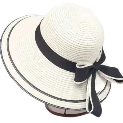 LIUPFRDJK Straw hat Woman Summer Beach hat Seaside Sun Protection face Cover Travel Vacation Sun hat Cool hat, Creamy - Straight-edged