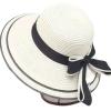 LIUPFRDJK Straw hat Woman Summer Beach hat Seaside Sun Protection face Cover Travel Vacation Sun hat Cool hat, Creamy - Straight-edged view 1