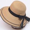 LIUPFRDJK Straw hat Woman Summer Beach hat Seaside Sun Protection face Cover Travel Vacation Sun hat Cool hat, Creamy - Straight-edged view 2