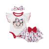 ZINTAOZT Infant Baby Girls 4th of July Outfits Romper T-shirt Tops Shorts with Hairband 3Pcs Patriotic Clothes Set (F White, 3-6 Months) view 1