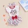 ZINTAOZT Infant Baby Girls 4th of July Outfits Romper T-shirt Tops Shorts with Hairband 3Pcs Patriotic Clothes Set (F White, 3-6 Months) view 2