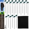 JaGely 20 Pcs 12 Inch Tent Stakes Screw in Camping Stake Heavy Duty Metal Spikes Ground Anchor Peg Blackish Green Threaded Tent Spikes with Hex Head Driver for Camping Garden Inflatable Outdoor view 1