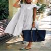 chouyatou Women's Summer Flutter Sleeve Tiered Babydoll Dress Cute A-Line Midi Long Tunic Dress (Large, White) view 2