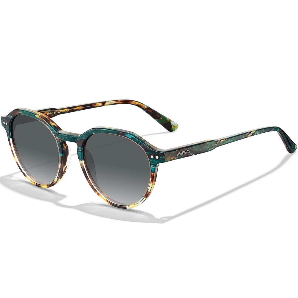 AVAWAY Round Polarized Sunglasses for Women, Italy Acetate 100% UV Protection Tortoiseshell Retro Sun Glasses, Classic Outdoor Trendy Shades
