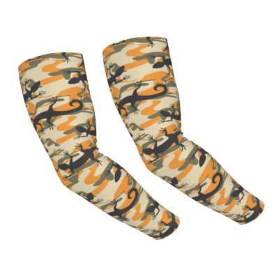HDAODNM Lizard Shooter Sleeves for Women Men Cute Animal Sun Sleeves Cooling Arm Sleeves Chameleon Arm Cover Sleeves