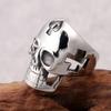 KUAIOUU Jewelry Men's Ring Men's Cross Skull Ring Steel Hollow Ring Creative Ghost Head Fashion Jewelry(12#) view 2