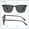 AVAWAY Acetate Polarized Sunglasses for Men UV400 Protection Fashion Retro Cool Square Frame Driving Fishing Golf Glasses Black Frame view 4