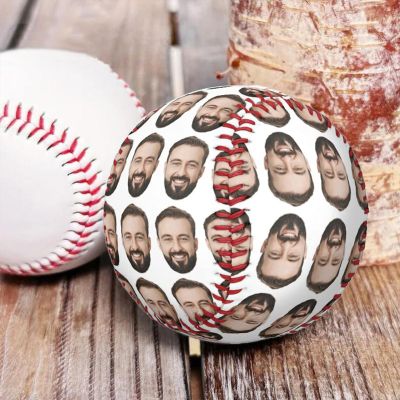 Custom Photo Printed Baseball, Personalized Practice Baseball Use Your Photo or Logo Memorial Baseball Father's Day Birthday Gift for Dad Husband Grandpa and Baseball Lovers (Funny Mash Face)