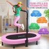 ANCHEER Mini Trampoline for Kids Indoor, Double Kids Trampoline with Adjustable Center Handlebar, 56"X36" Rebounder Trampoline Foldable, Max Load 220 LBS,Pink view 3