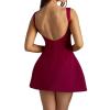 Adoeren Women Cap Sleeve A Line Mini Dress Summer Party Sexy Solid Bodycon Short Dress Elegant Backless Mini Dress(A 33 Red,S) view 3