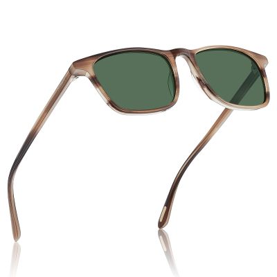 AVAWAY Acetate Polarized Sunglasses for Men UV400 Protection Fashion Retro Cool Square Frame Driving Fishing Golf Glasses Brown Frame