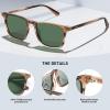 AVAWAY Acetate Polarized Sunglasses for Men UV400 Protection Fashion Retro Cool Square Frame Driving Fishing Golf Glasses Brown Frame view 3