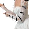Guojiang Arm Sleeves Long Arm Warmer Fingerless Gloves Lace Arm Sleeves Long Distressed Arm Warmers Y2k Arm Sleeves Long Arm Wa, Black view 4