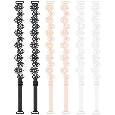 3 Pairs Women's Bra Straps Replacement Elastic Bra Shoulder Straps Non-Slip Lingerie Straps for Women Girls Tops Dress (Flower Lace)