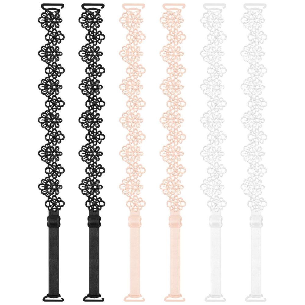 3 Pairs Women's Bra Straps Replacement Elastic Bra Shoulder Straps Non-Slip Lingerie Straps for Women Girls Tops Dress (Flower Lace)